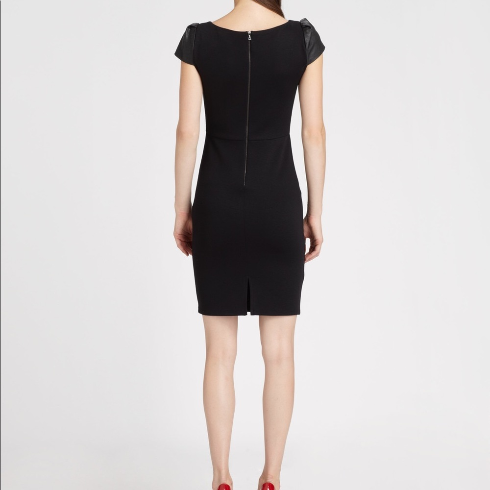 ALICE + OLIVIA GRACIE LEATHER-SLEEVE DRESS NWT - Picture 3 of 8